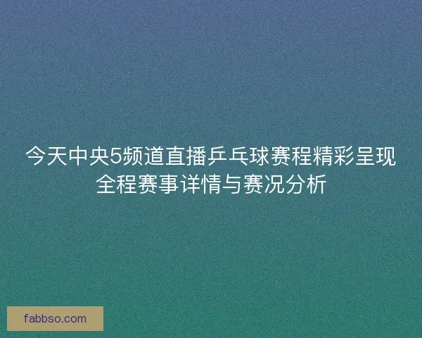 今天中央5频道直播乒乓球赛程精彩呈现全程赛事详情与赛况分析